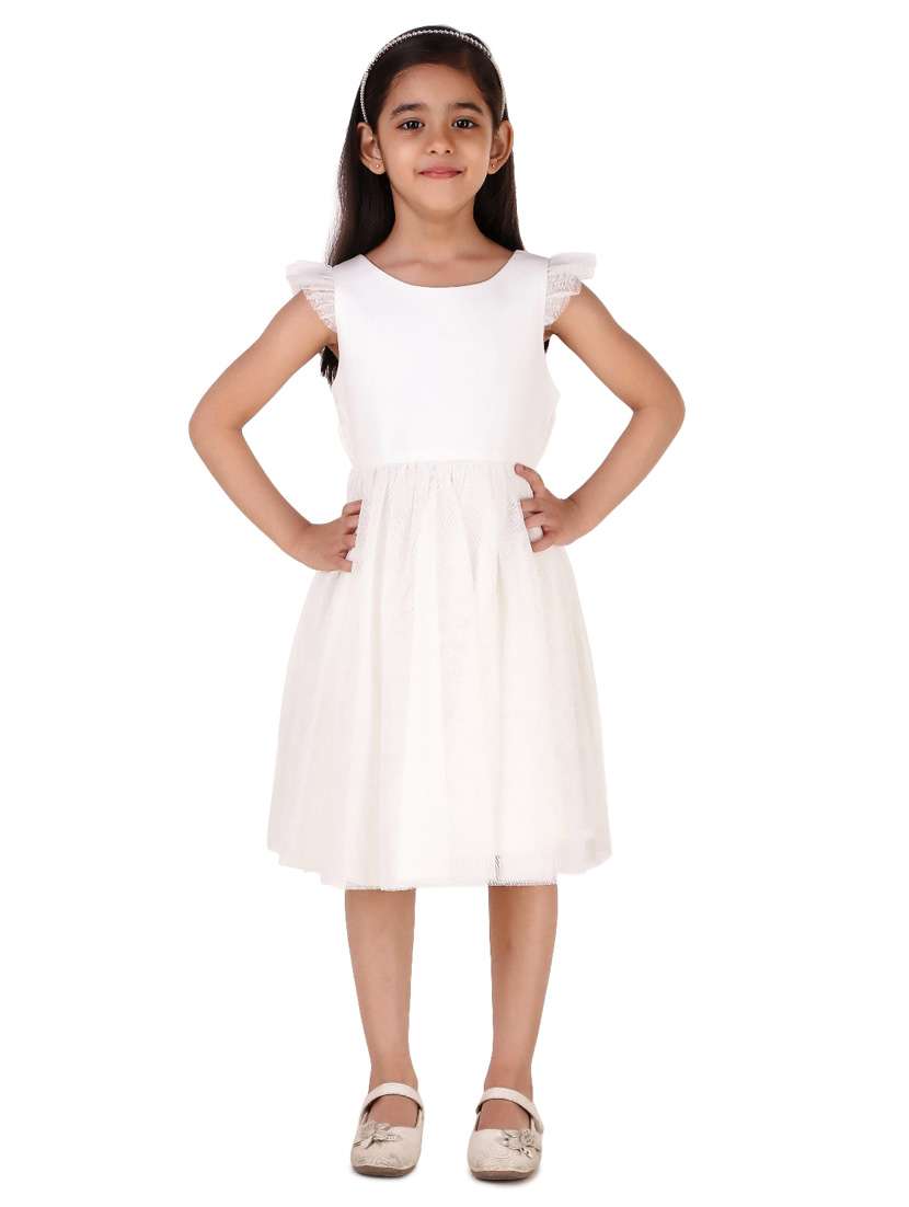 girls round neck cap sleeve frock