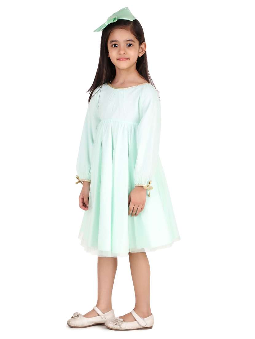 girls round neck long sleeves frock - 20016468 -  Standard Image - 1