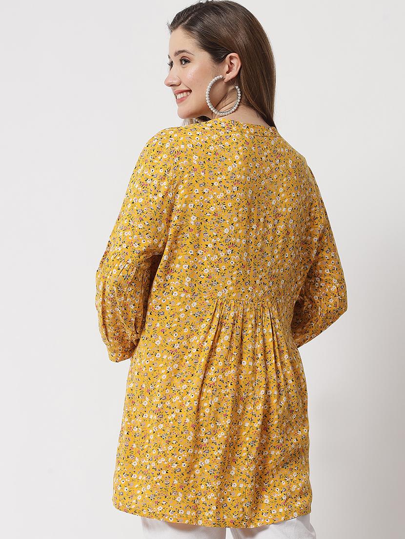 mandarin neck a-line kurti - 20016884 - Standard Image - 4