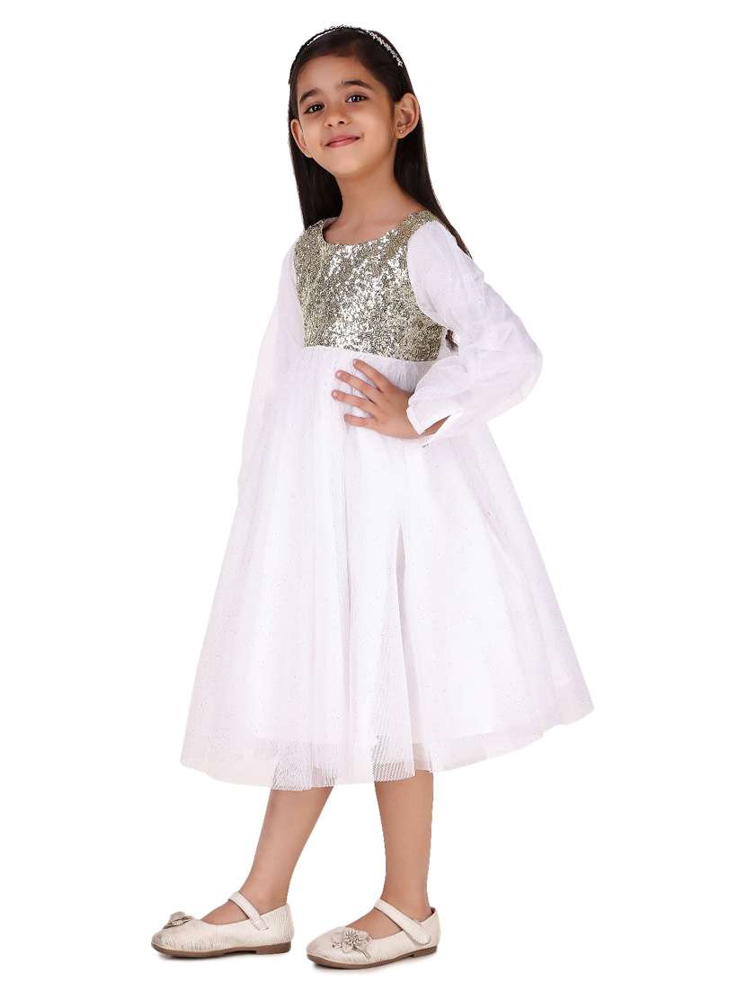 girls round neck long sleeves frock - 20017420 -  Standard Image - 1