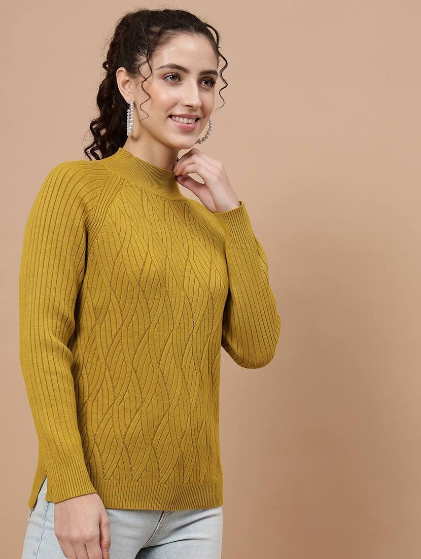 high neck self design regular pullover - 20017527 -  Standard Image - 1