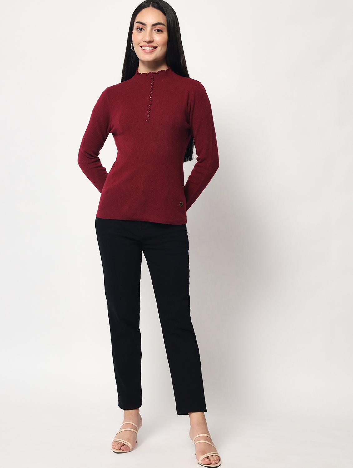high neck solid regular pullover - 20017531 - Standard Image - 4