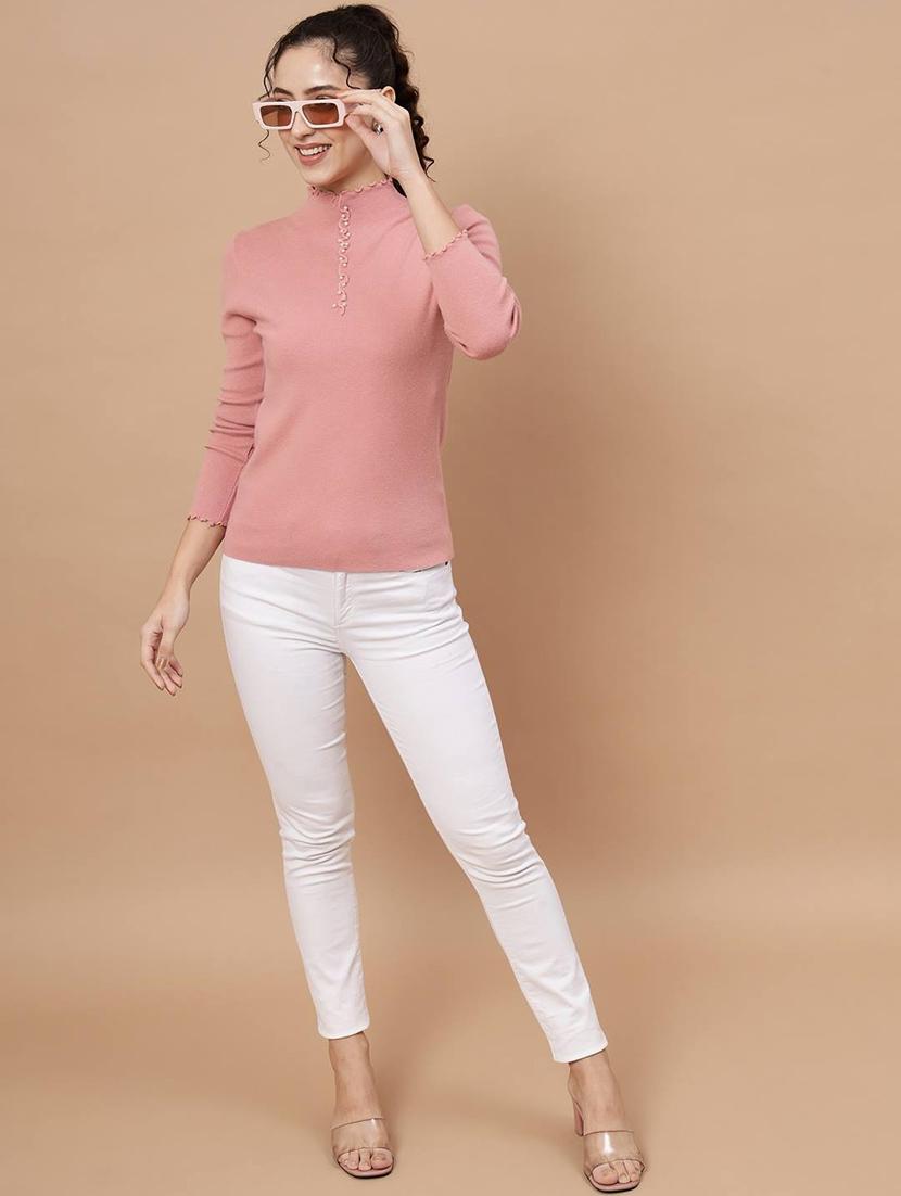 high neck solid regular pullover - 20017532 - Standard Image - 4