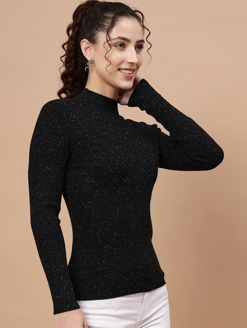high neck self design regular pullover - 20017534 -  Standard Image - 1