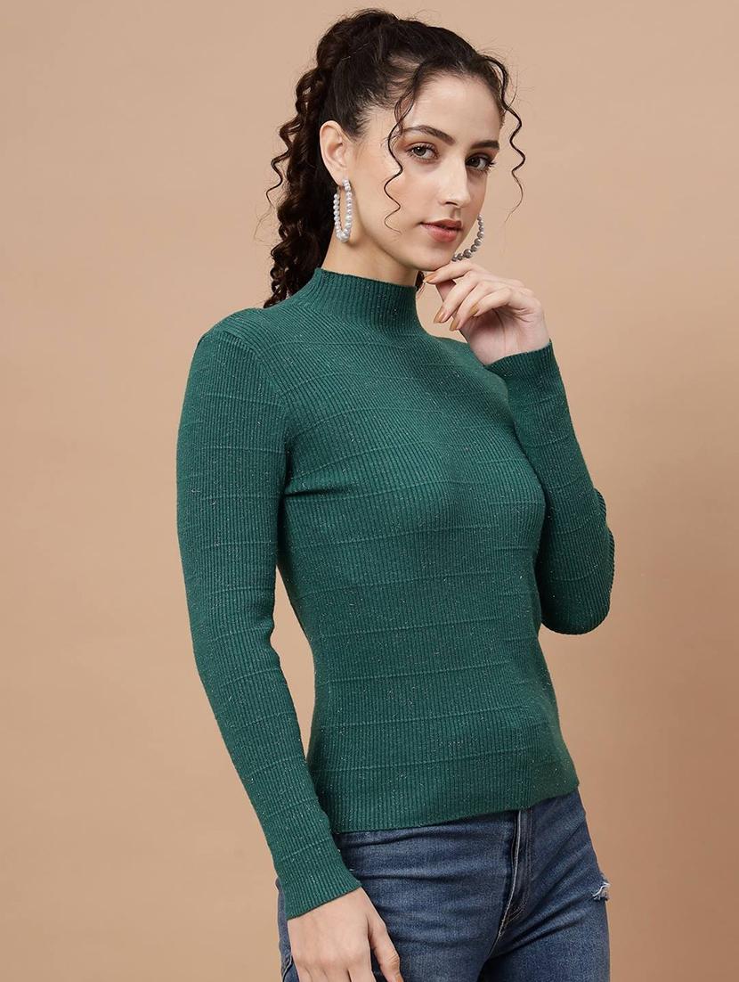 high neck self design regular pullover - 20017535 -  Standard Image - 1