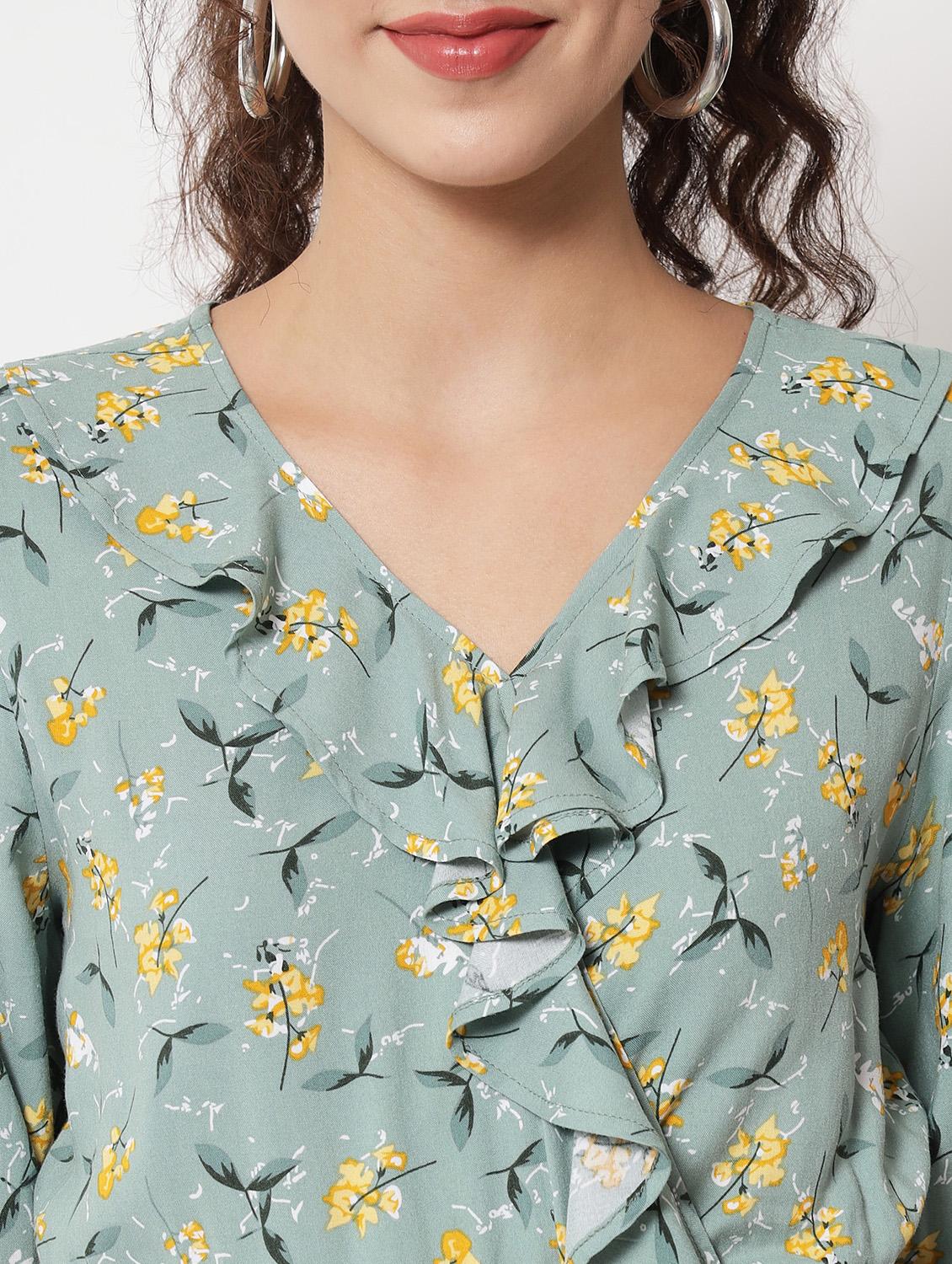 v-neck printed regular top - 20017801 - Standard Image - 6