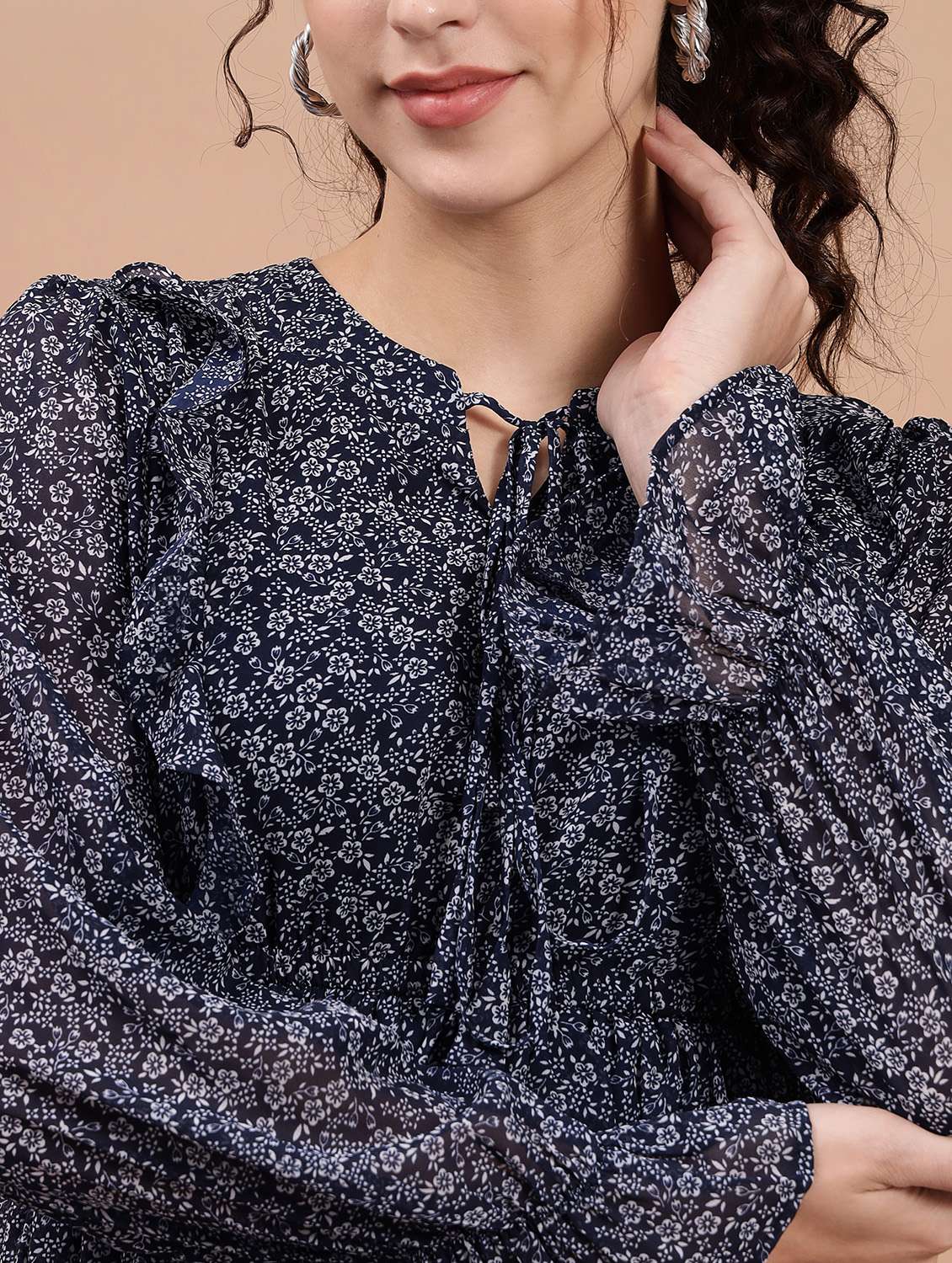 blue georgette regular top - 20017816 -  Standard Image - 4