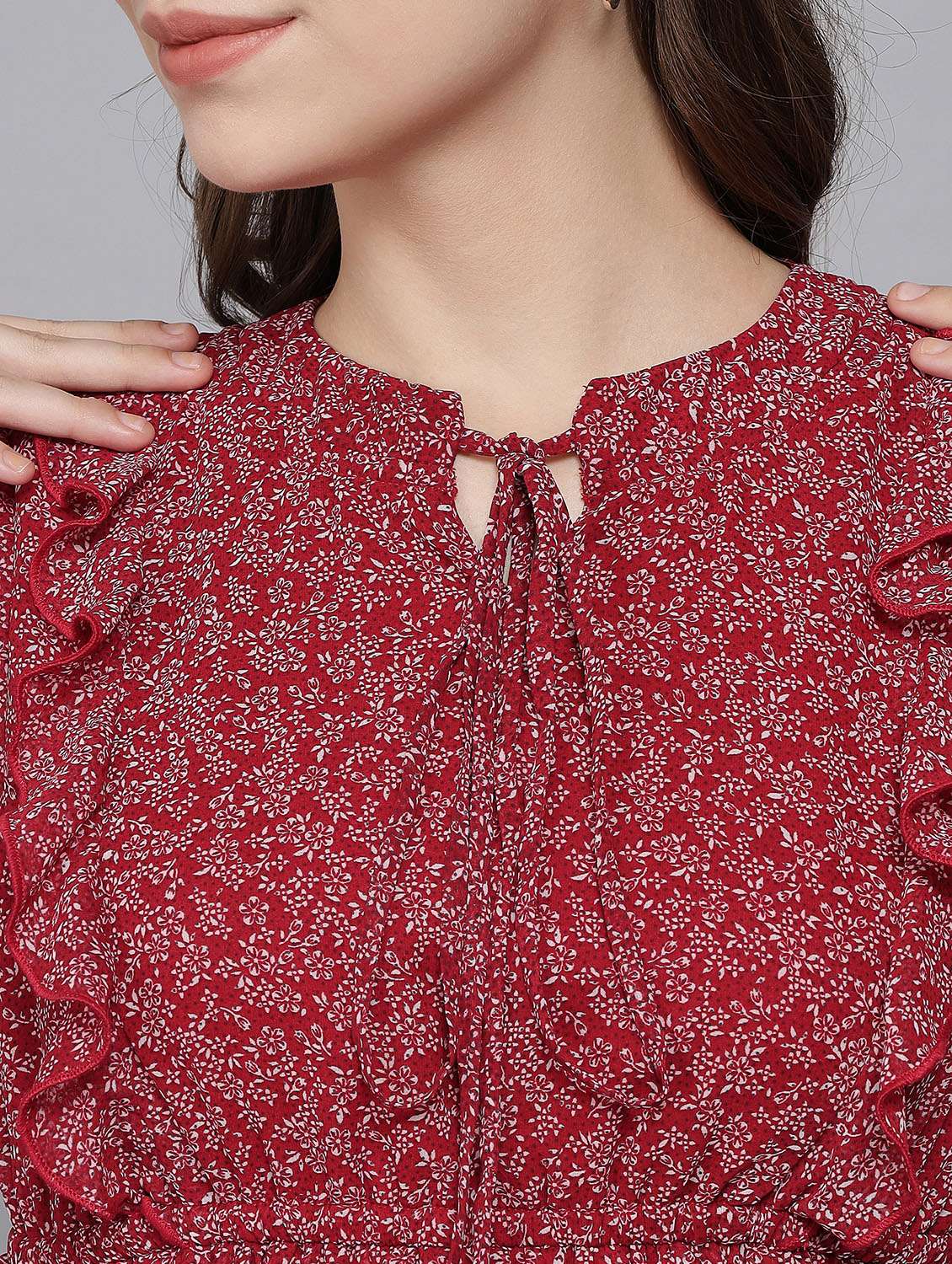 red georgette regular top - 20017817 -  Standard Image - 4