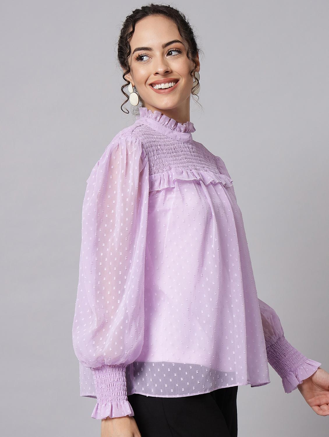 purple georgette regular top - 20017822 -  Standard Image - 1