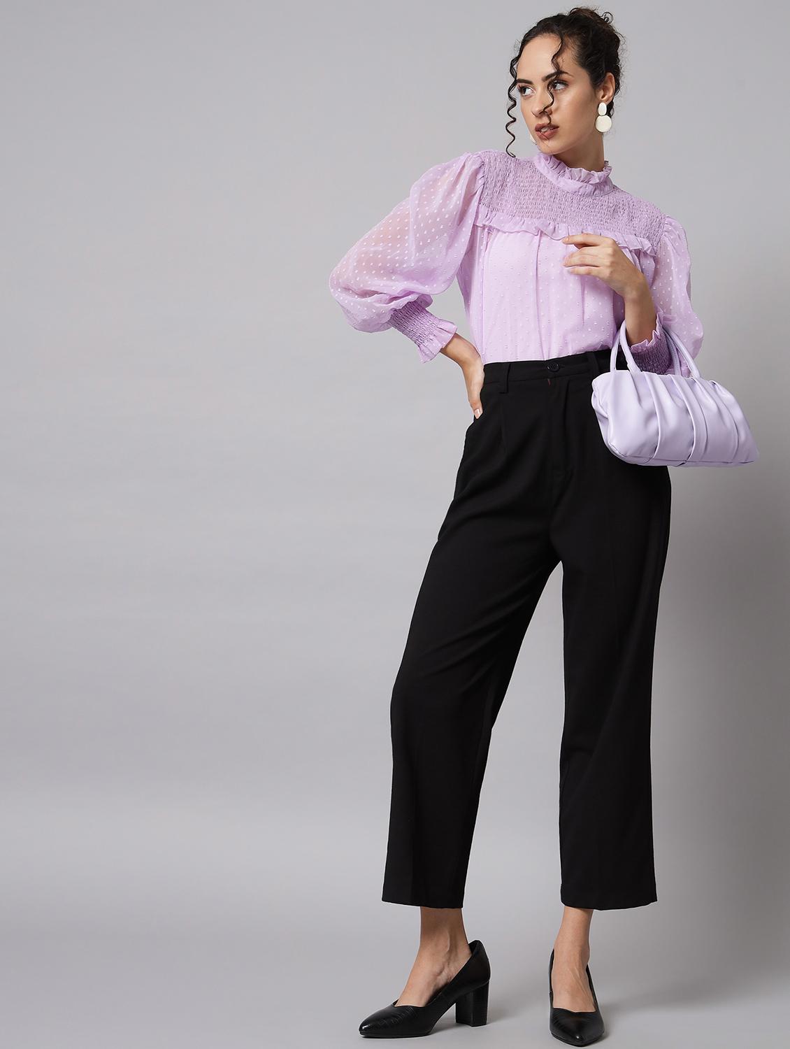 purple georgette regular top - 20017822 - Standard Image - 4