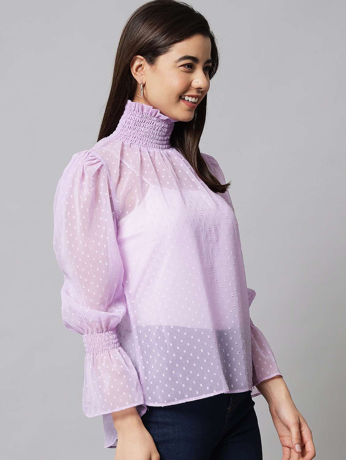 purple georgette regular top - 20017824 - Standard Image - 1