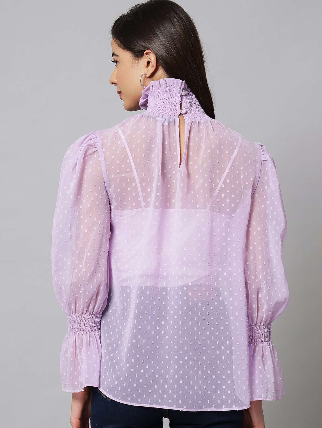 purple georgette regular top - 20017824 - Standard Image - 4
