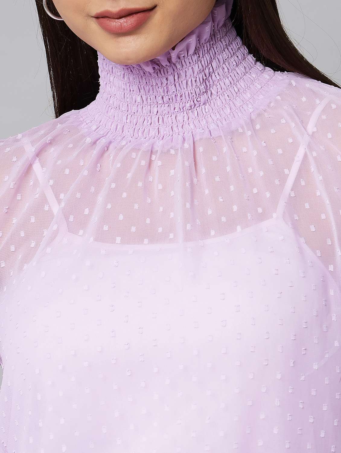 purple georgette regular top - 20017824 - Standard Image - 6