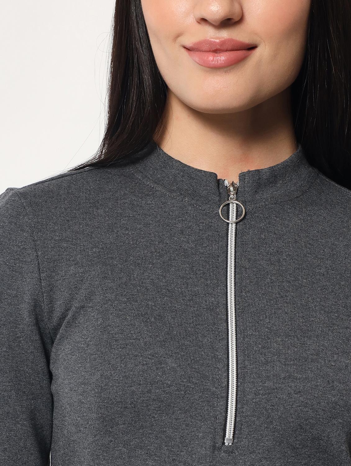 grey cotton blend regular top - 20017852 - Standard Image - 6