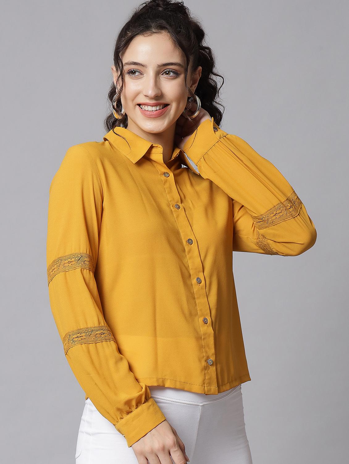 mustard crepe shirt - 20017950 - Standard Image - 1