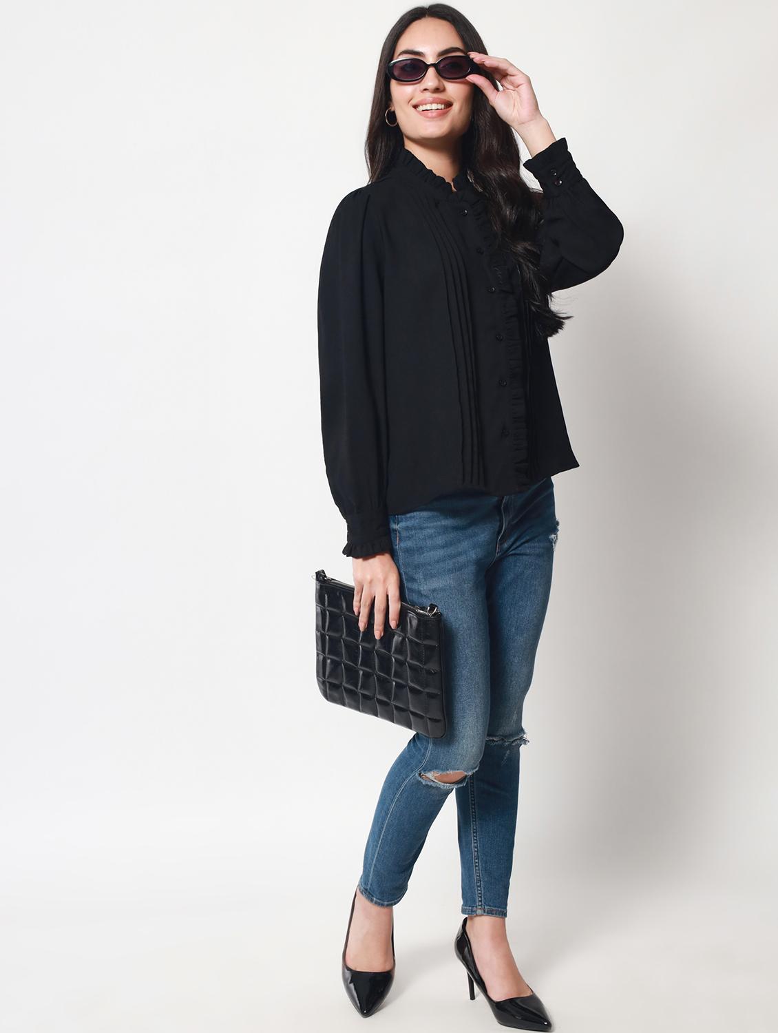 black solid shirt - 20017954 - Standard Image - 4