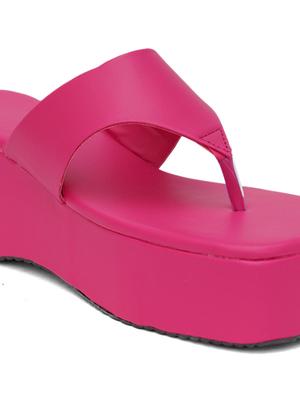 pink leatherette slip on sandals - 20018211 - Standard Image - 3