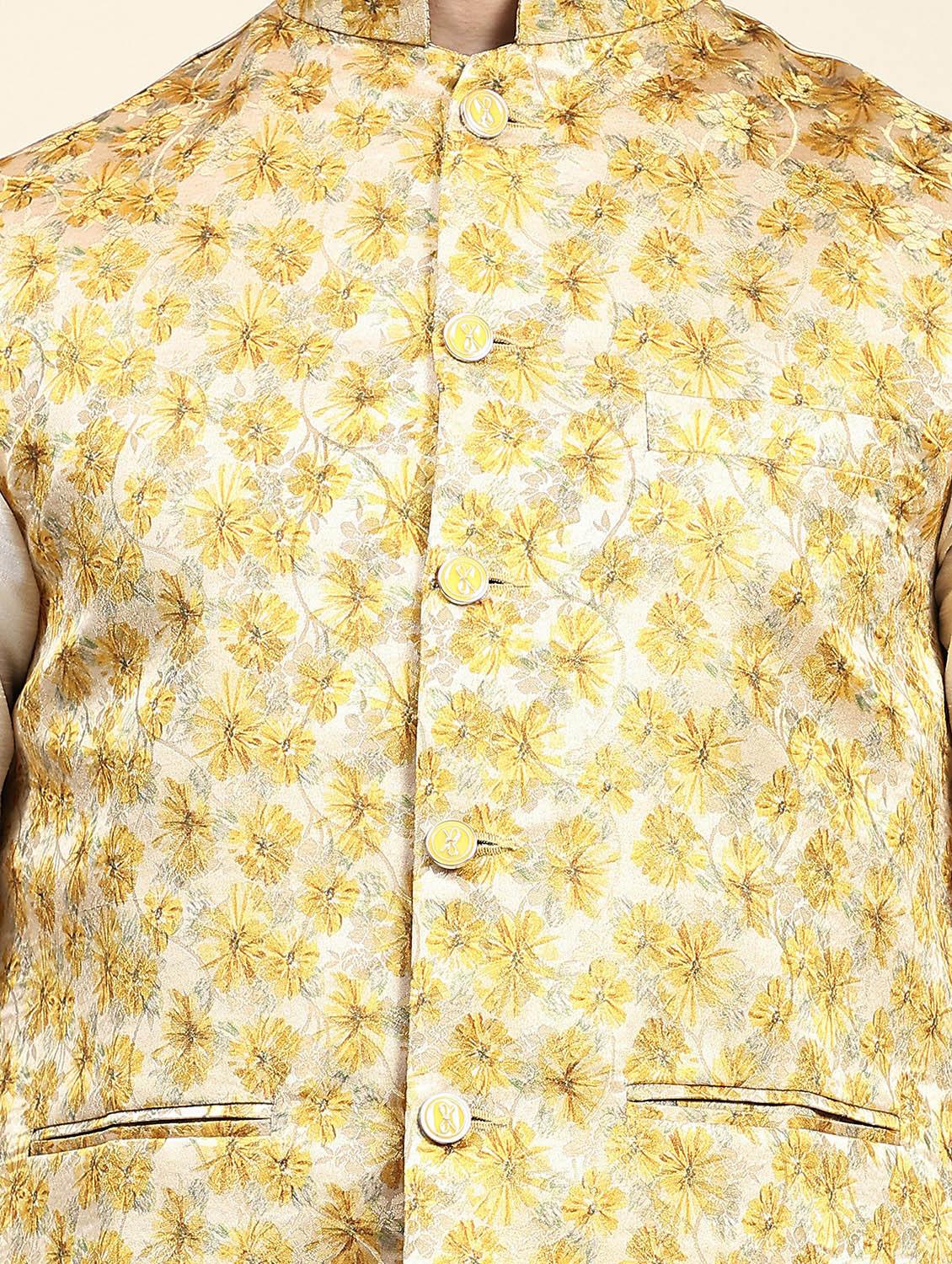 brown polyester nehru jacket - 20018392 - Standard Image - 4
