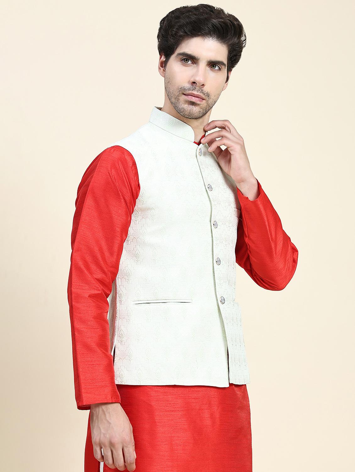 neutral polyester nehru jacket - 20018422 - Standard Image - 1