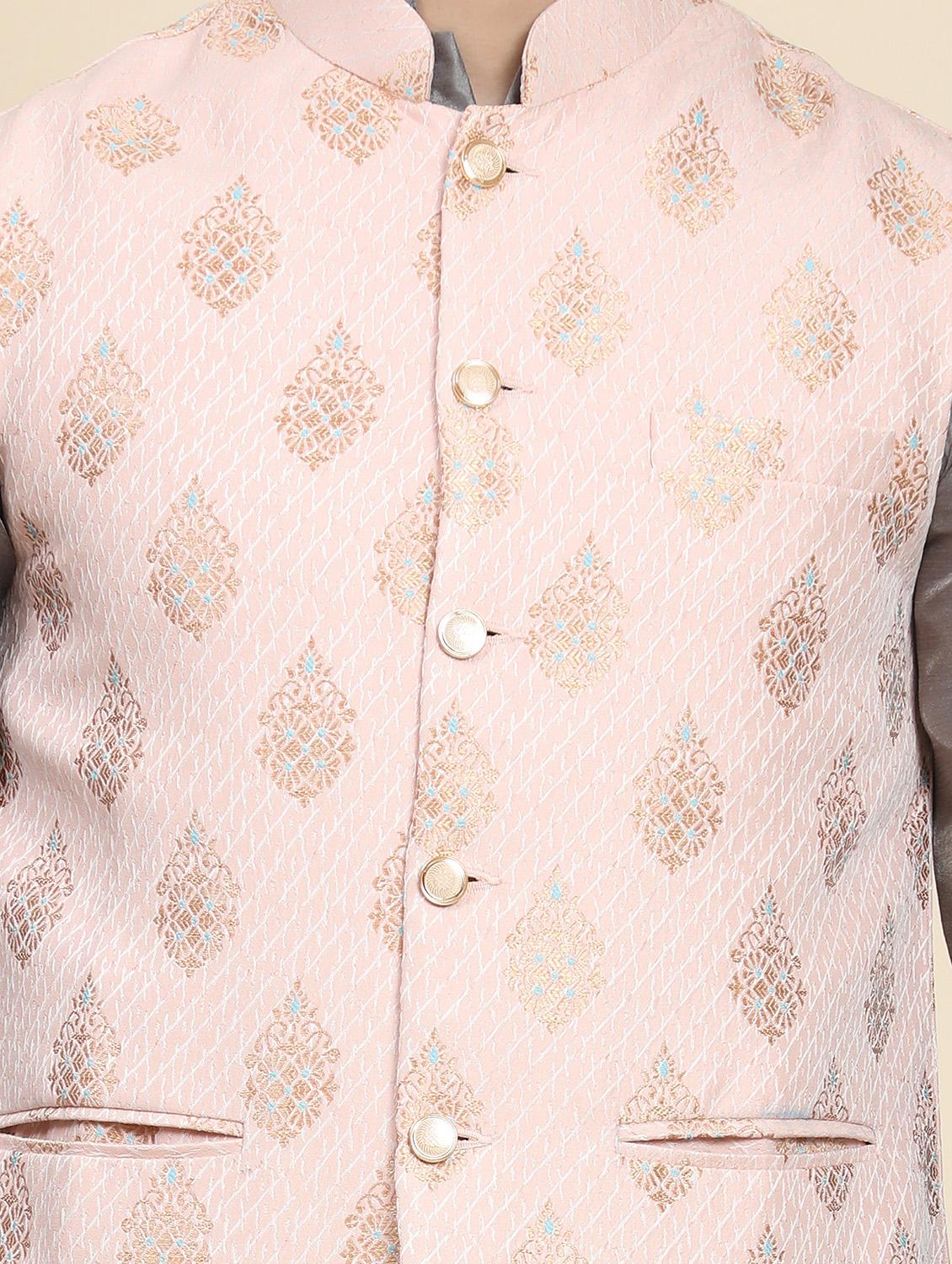 pink polyester nehru jacket - 20018426 - Standard Image - 4