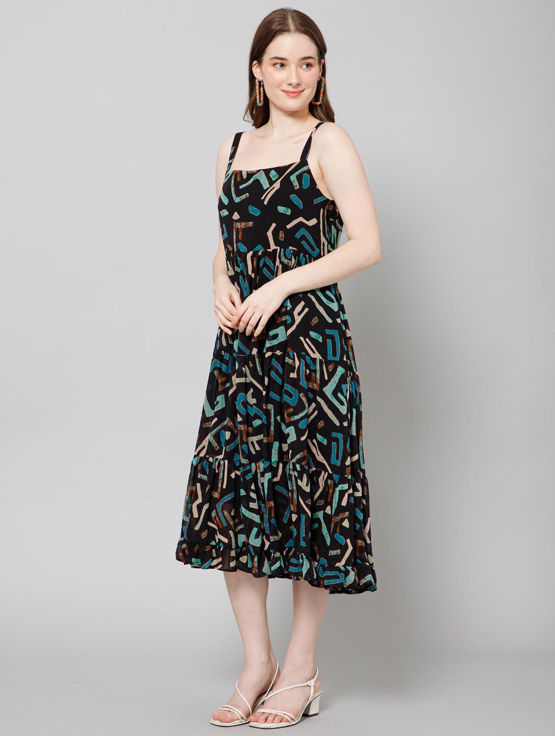 women's tiered dress color block dress - 20018434 - Standard Image - 1