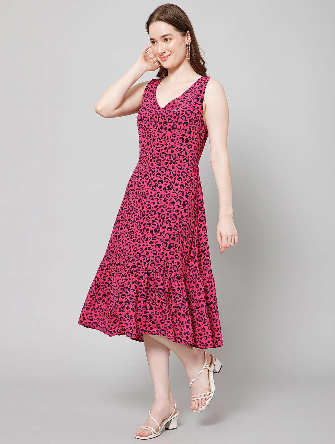 women's tiered dress printed dress - 20018439 -  Standard Image - 1