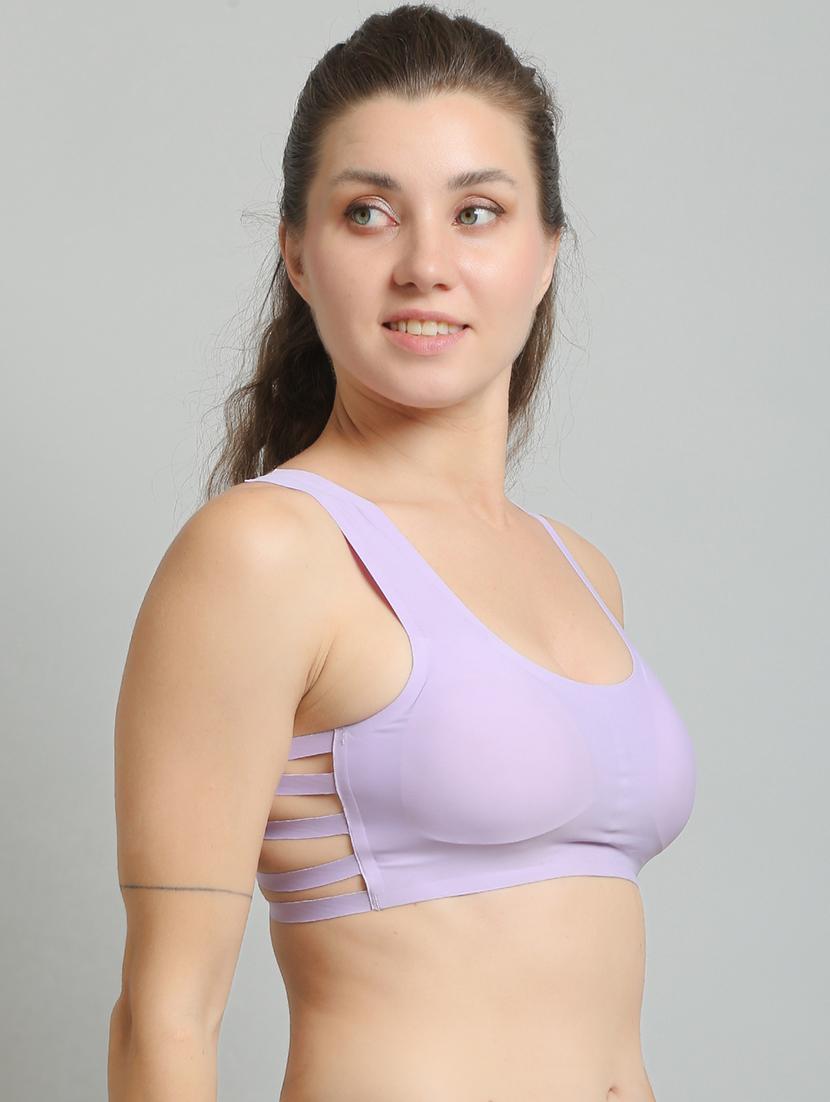 purple poly spandex sports bra - 20018463 - Standard Image - 1