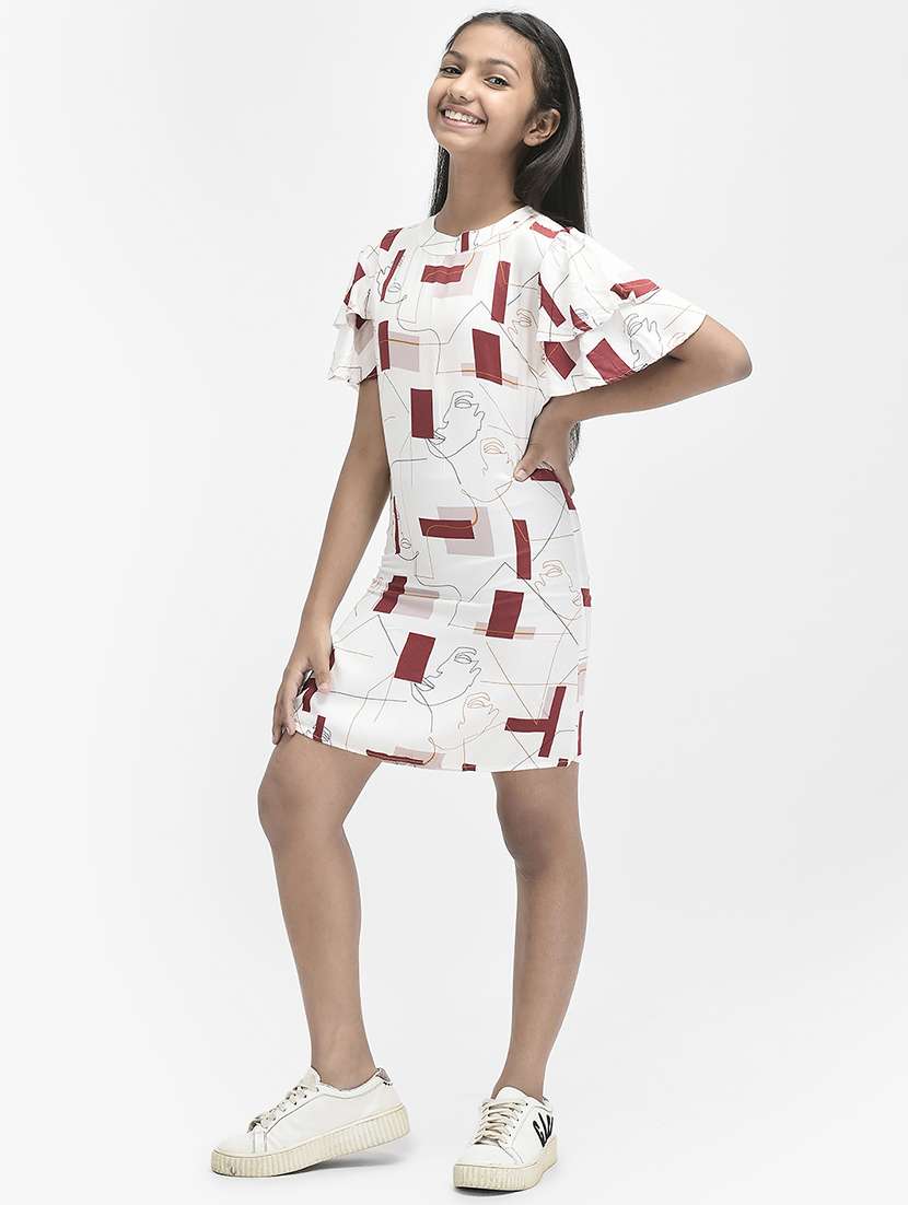 girls mock neck short sleeves frock - 20018552 -  Standard Image - 1