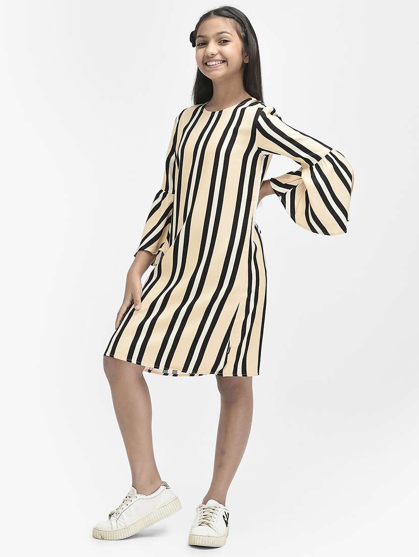 girls round neck bell sleeve frock - 20018556 - Standard Image - 1