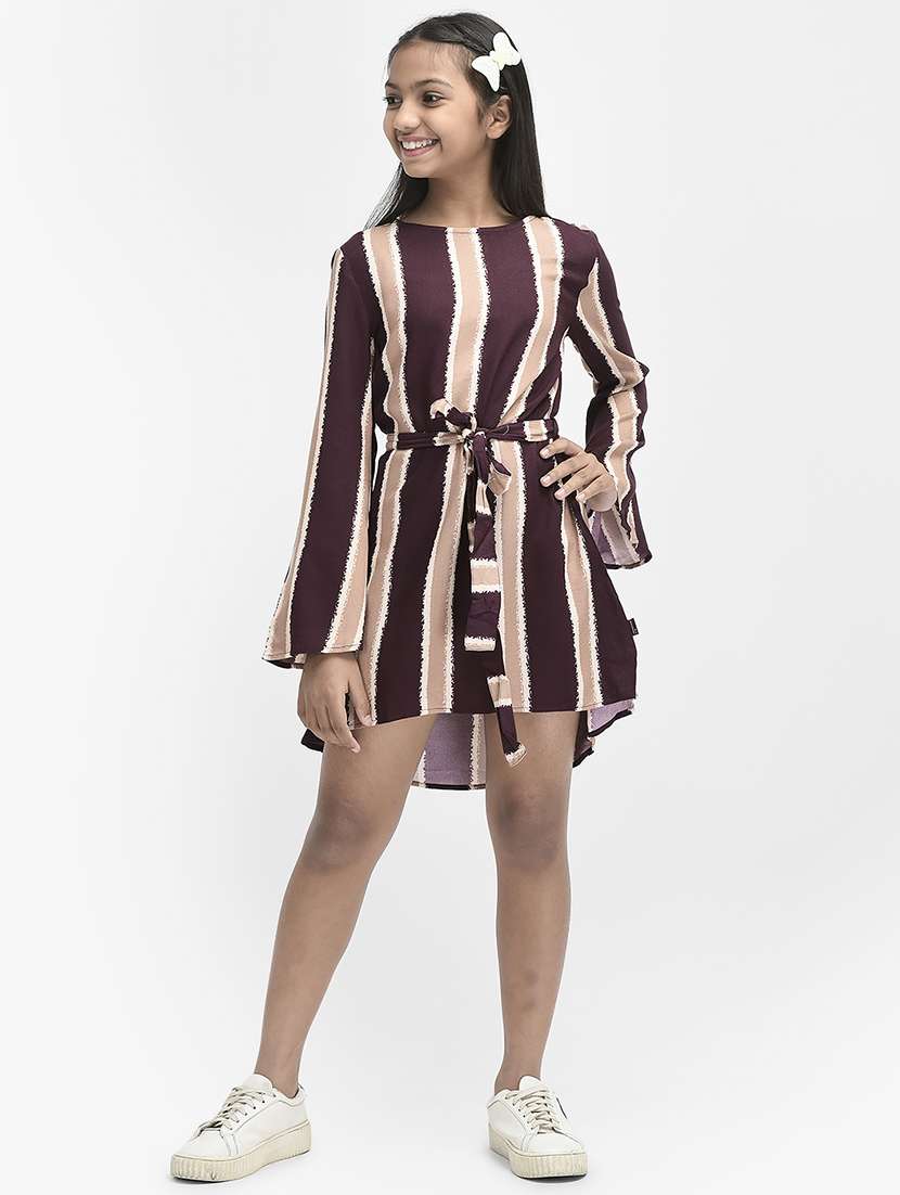 girls round neck long sleeves frock