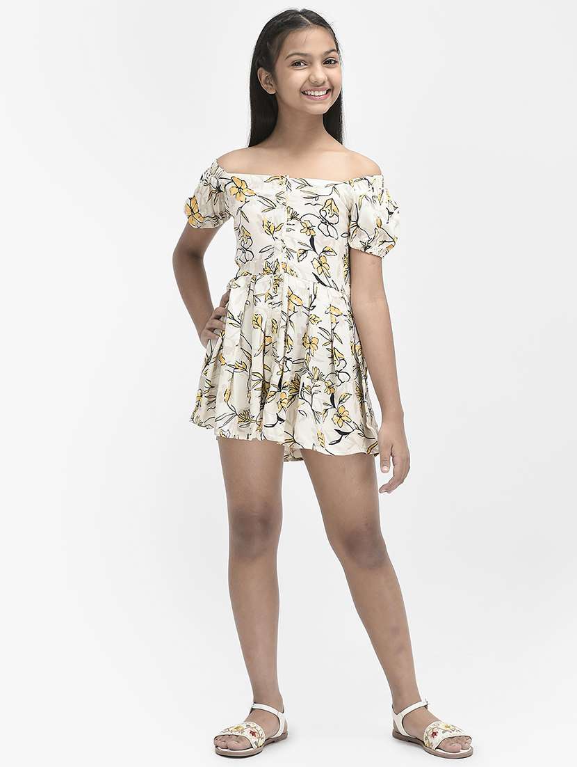 girls off shoulder short sleeves frock