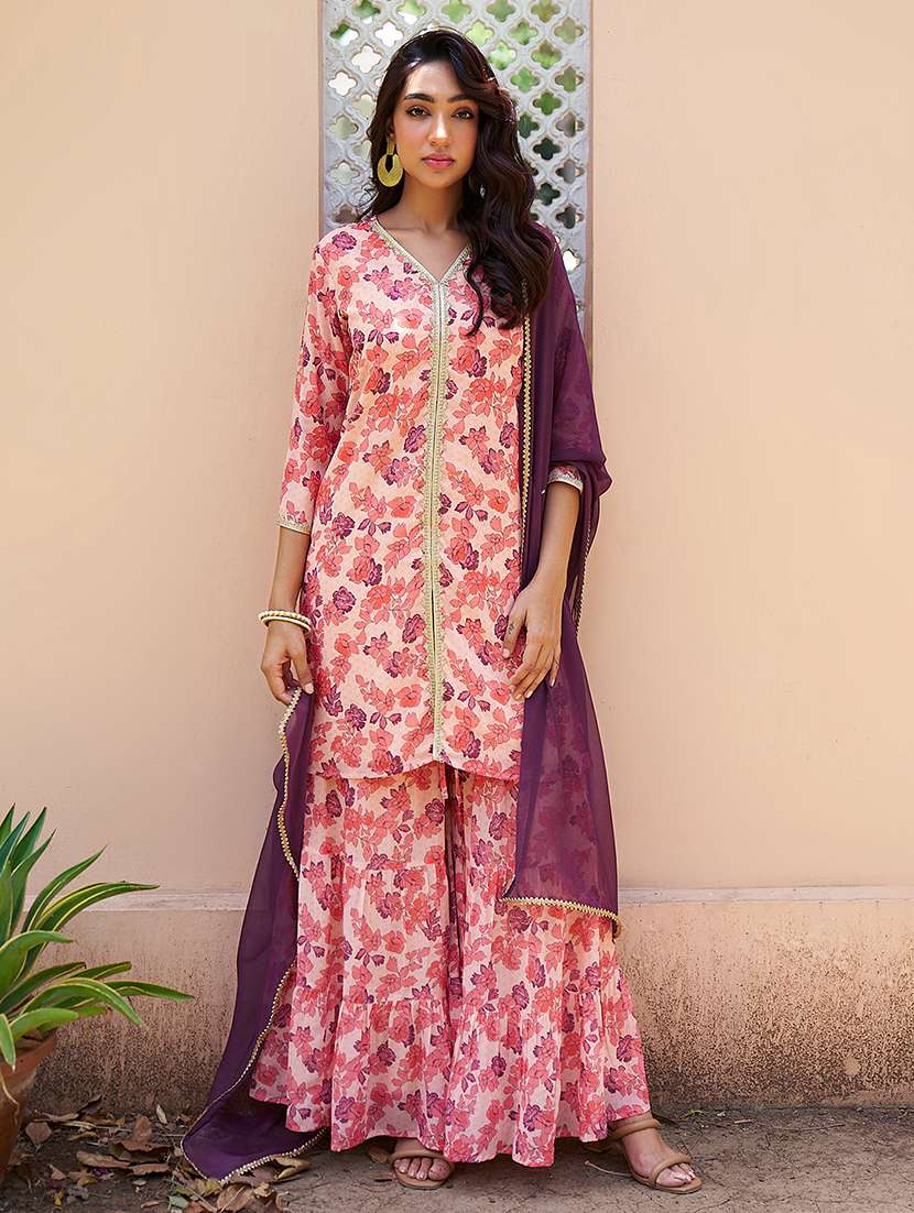 women kurta sharara set with dupatta