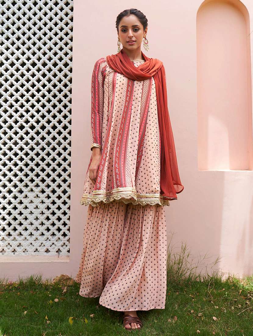 women floral kurta sharara set with dupatta