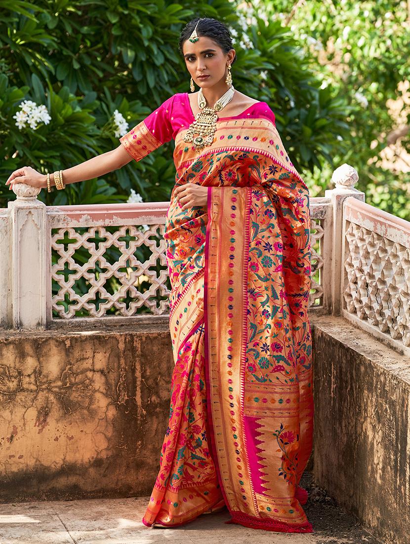 women's self design pink colored saree with blouse - 20018599 - Zoom Image - 0