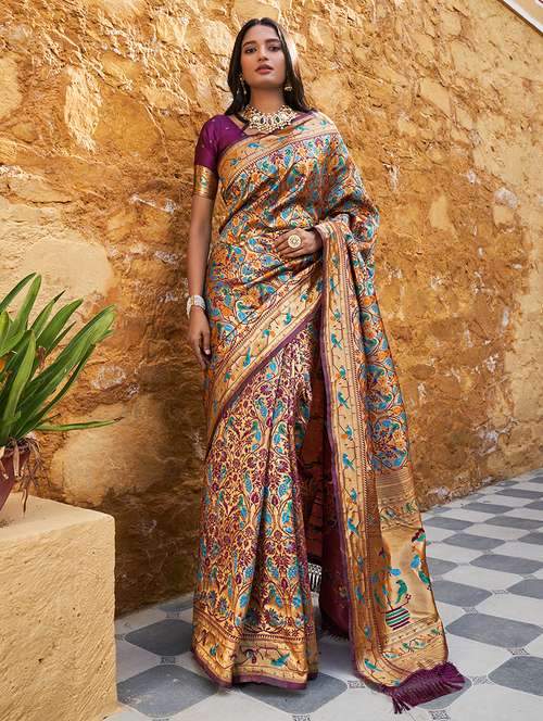 women's self design purple colored saree with blouse - 20018602 - Standard Image - 0