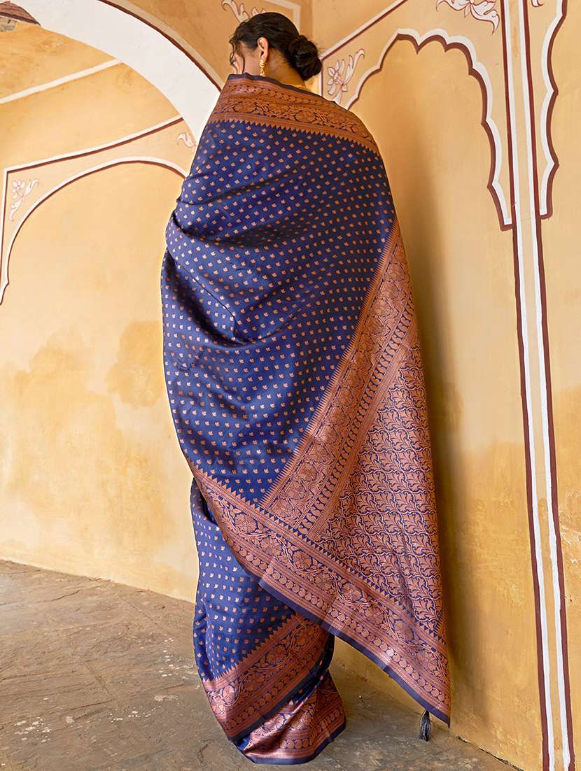 blue silk blend saree with blouse - 20018633 -  Standard Image - 1