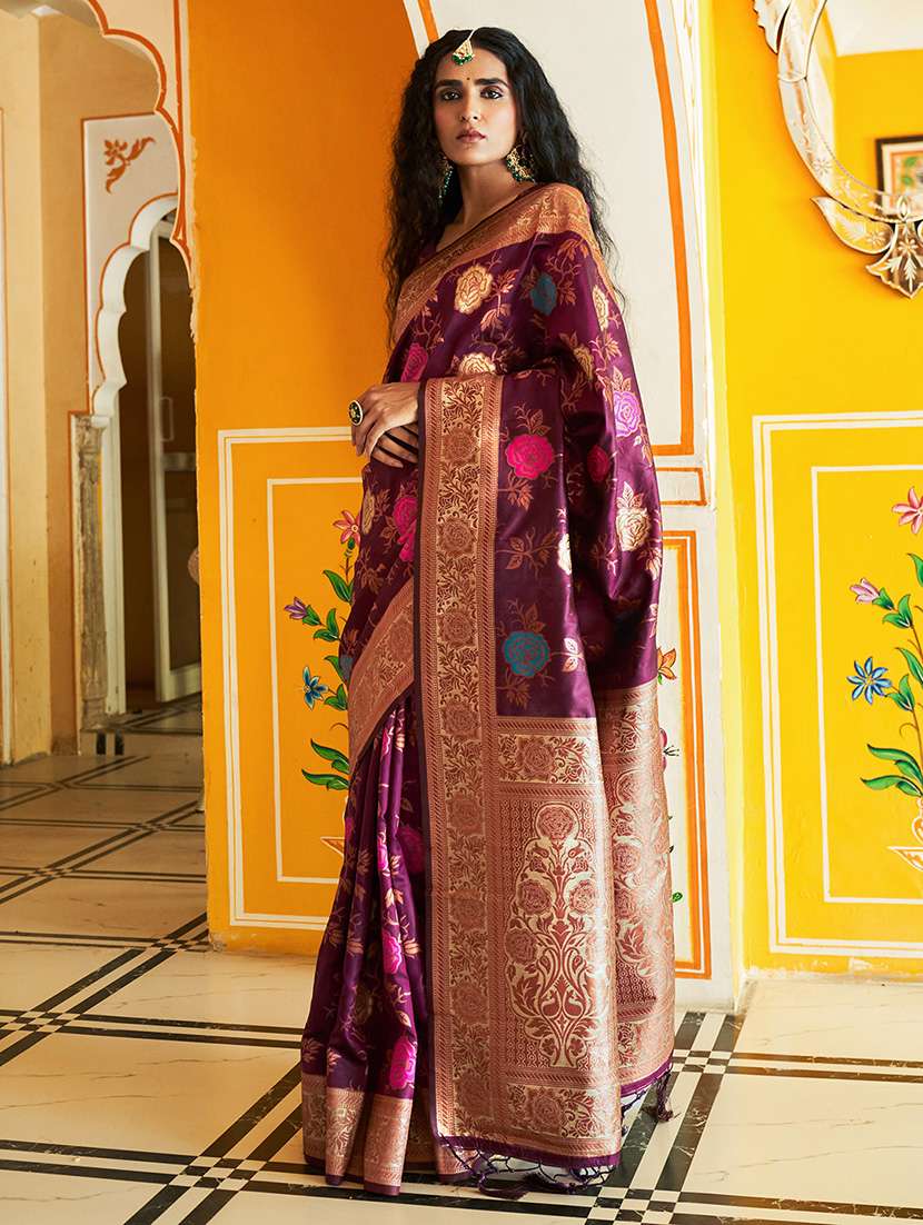 women's self design purple colored saree with blouse - 20018638 - Standard Image - 1