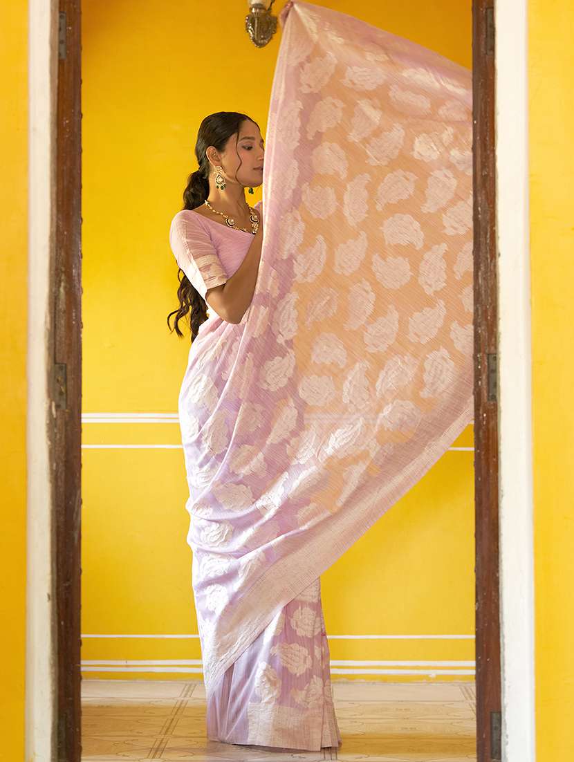 women's self design rosewater colored saree with blouse - 20018680 -  Standard Image - 1