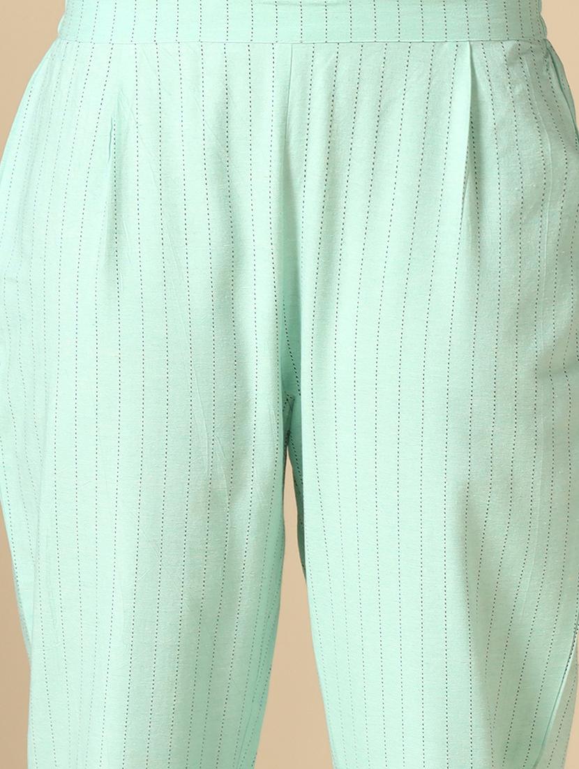 green cotton blend kurta pant set - 20018727 - Standard Image - 4