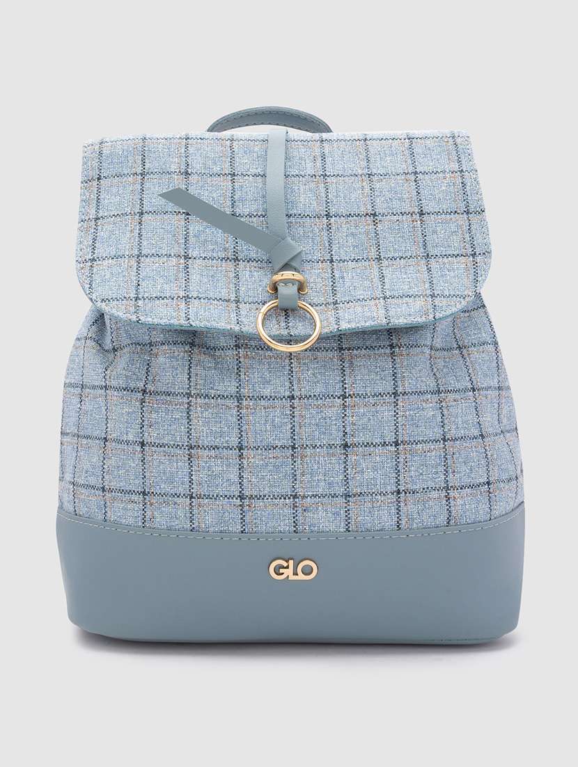 blue checkered regular backpack - 20018739 -  Zoom Image - 0