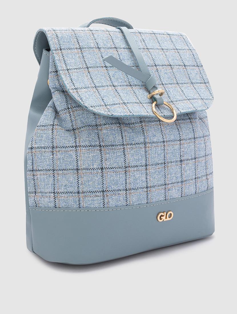 blue checkered regular backpack - 20018739 - Standard Image - 4