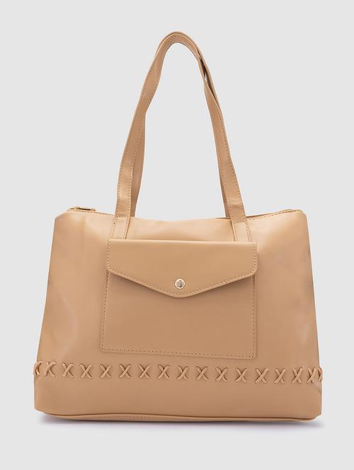 beige pu regular handbag - 20018752 - Standard Image - 0