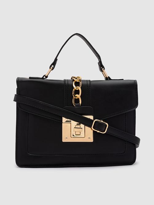 black pu regular satchel - 20018761 - Standard Image - 0