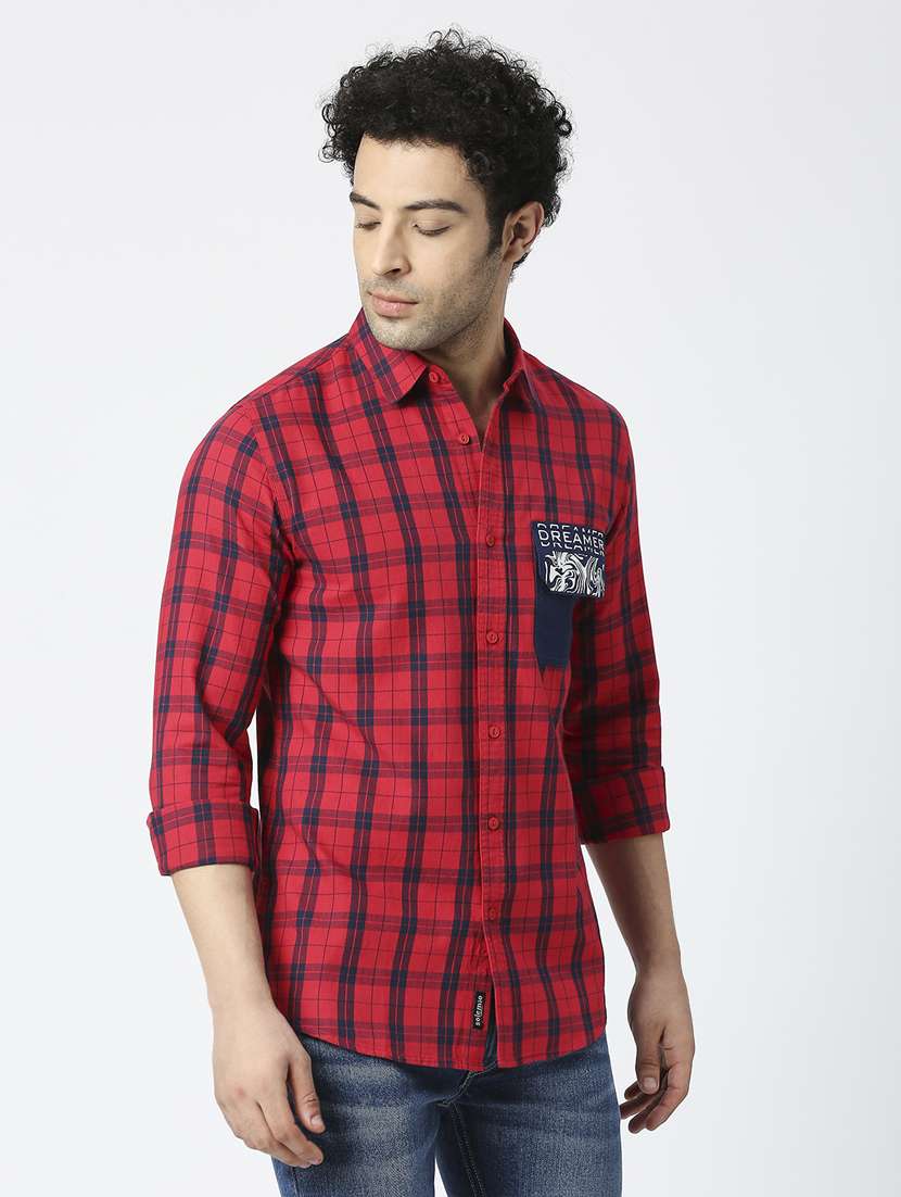 mens checks casual shirt - 20018910 - Standard Image - 1