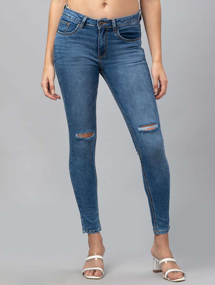 women's slash knee skinny fit jeans