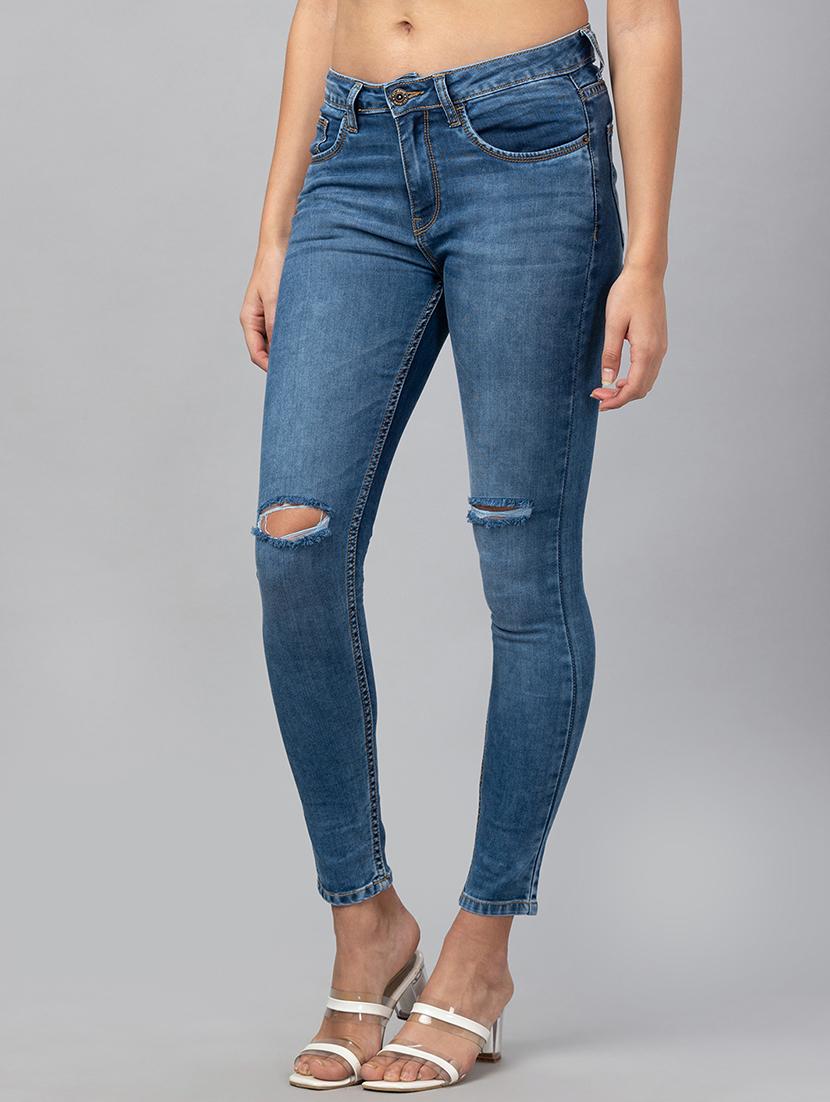 women's slash knee skinny fit jeans - 20018982 - Standard Image - 1