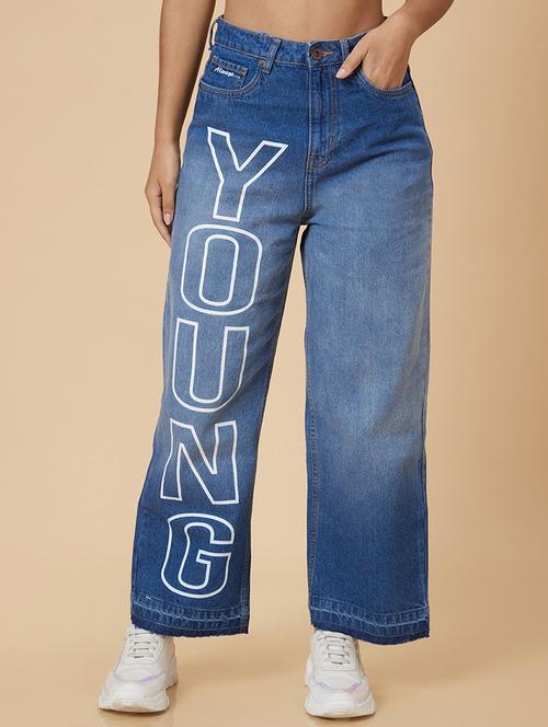 women's printed wide leg jeans - 20018997 - Standard Image - 0