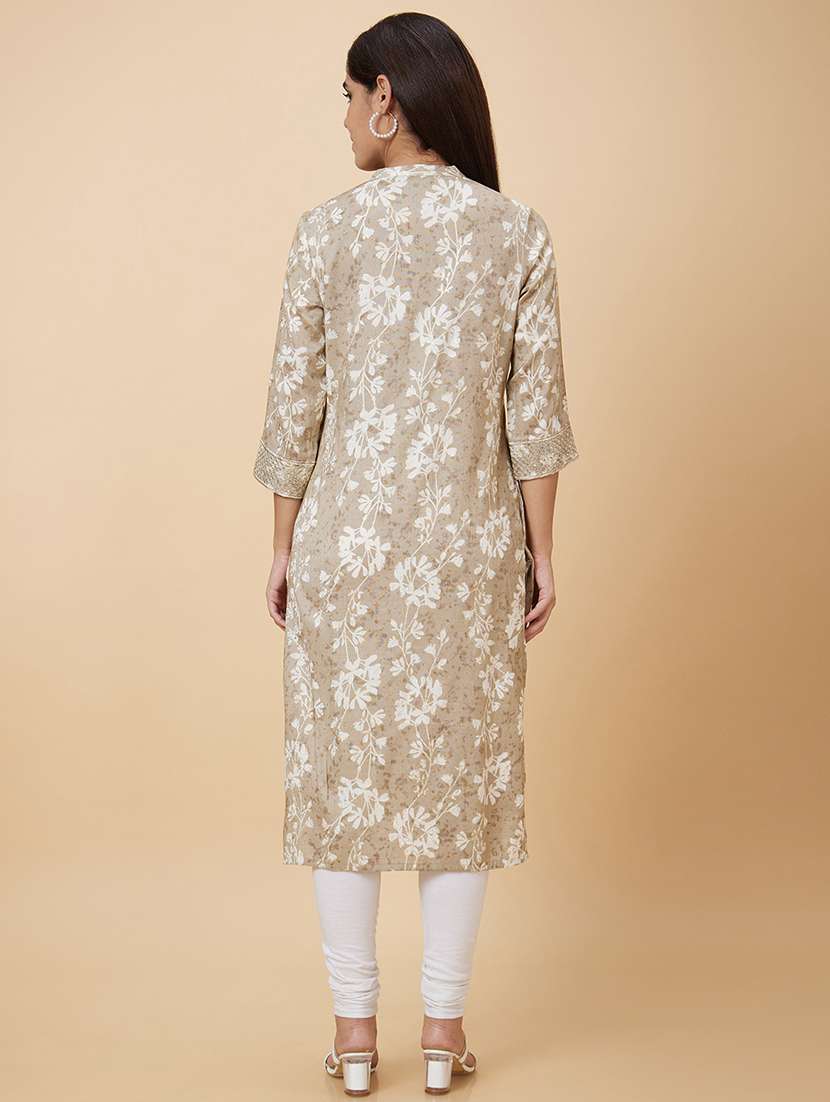 women brown viscose straight kurta - 20019006 -  Standard Image - 4