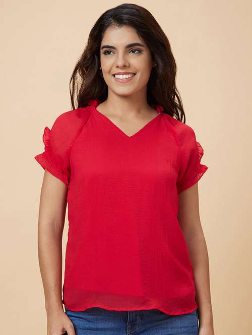 women's straight v neck top - 20019025 -  Standard Image - 0
