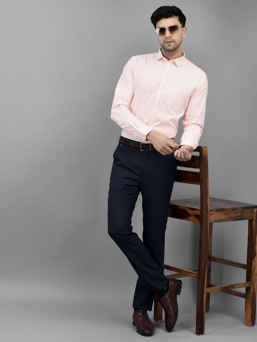 navy blue polyester blend flat front formal trouser - 20019044 -  Standard Image - 4